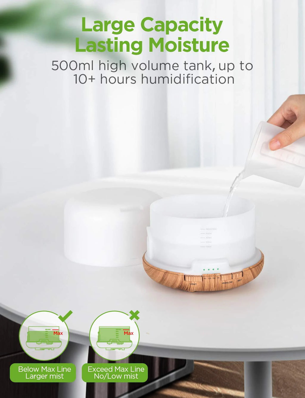 500Ml Scent Diffuser Ultrasonic Air Humidifier Atomization Essential Oil Diffuser Quiet Operation For Living Room And Office