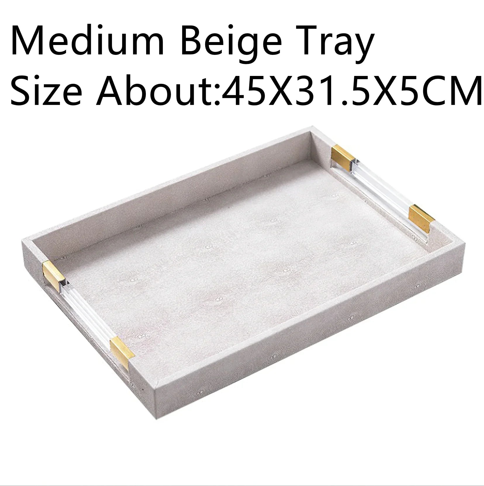 Metal Tray Leather Acrylic Gary Rectangular Jewelry Display Serving Plate Storage Decoration Home Kitchen Organizer Supplies