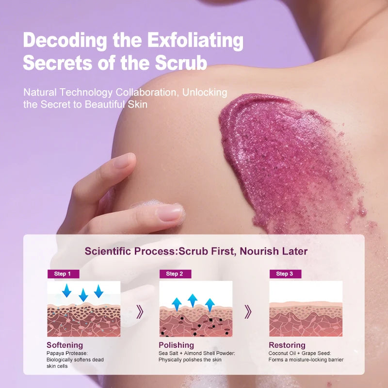 500g Lavender Body Scrub Shea Butter Exfoliating Deep Cleansing Dead Skin Removal Whitening Moisturizing Smooth Skin Body Care