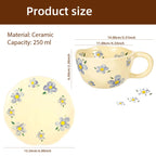Ceramic Mugs Coffee Cups Hand Pinched Irregular Flower Milk Tea Cup with Plate Ins Style Drinkware Breakfast Mug Kitchen