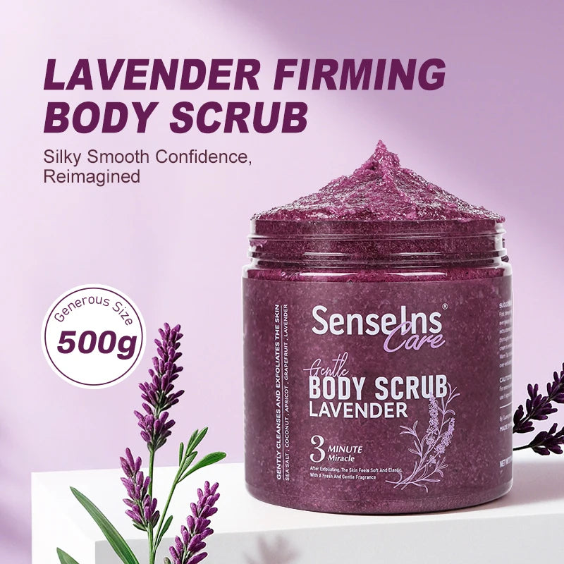 500g Lavender Body Scrub Shea Butter Exfoliating Deep Cleansing Dead Skin Removal Whitening Moisturizing Smooth Skin Body Care