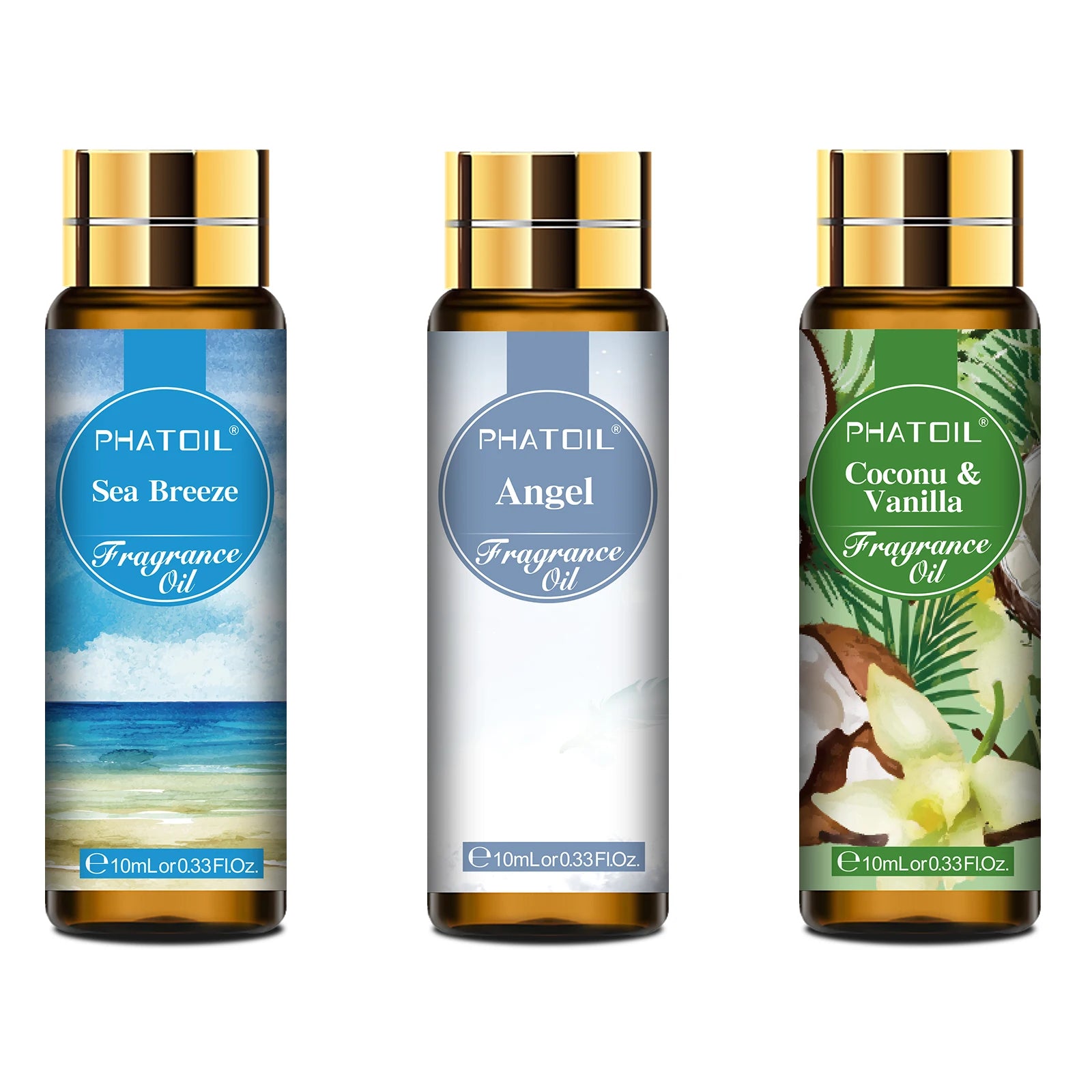 PHATOIL 10ml Coconut & Vanilla Fragrance Oil For Diffuser Aromatherapy White Musk Bubble Gum Baby Powder Fragrance Aroma Oils