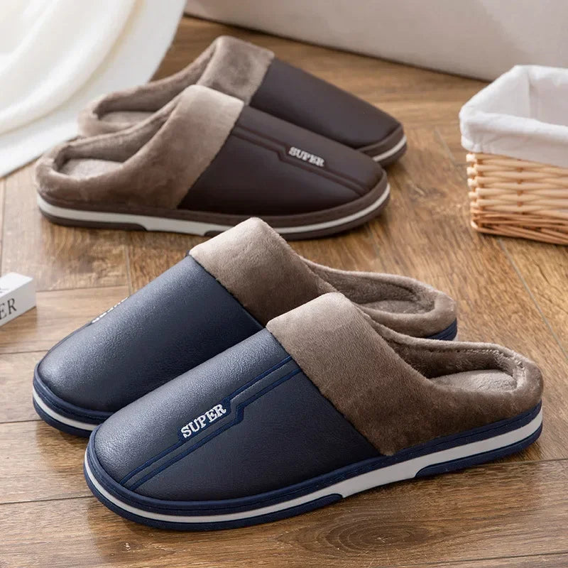 Men’s Slide-On Winter Slippers – Big Size, Warm & Plush