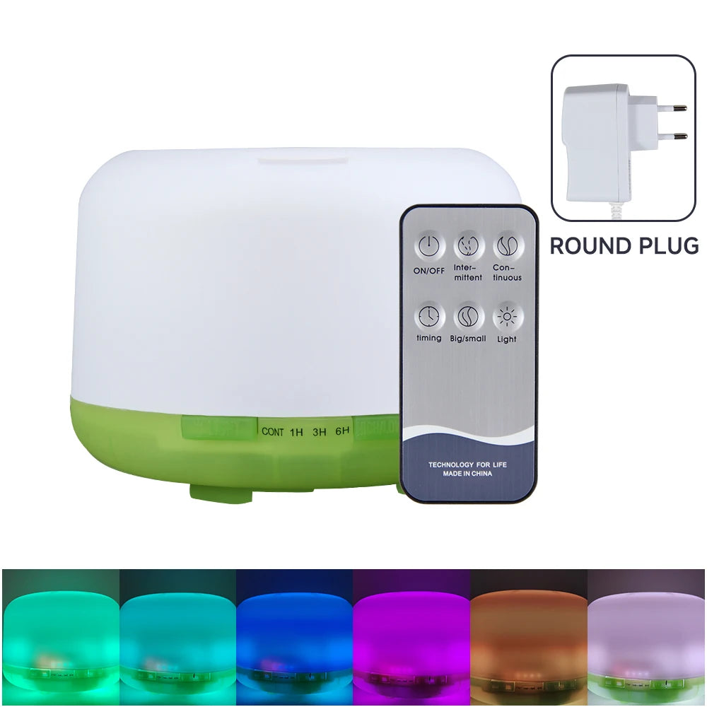 500ml Essential Oil Diffuser Quiet Aroma Mist Diffusers Scent Diffuser Wood Grain Remote Control Ultrasonic Air Humidifier