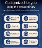 Portable Bluetooth Speaker Outdoor Waterproof Wireless TWS Radio Column Box Speaker Support TF card Stereo 3D Hi-Fi Music Player