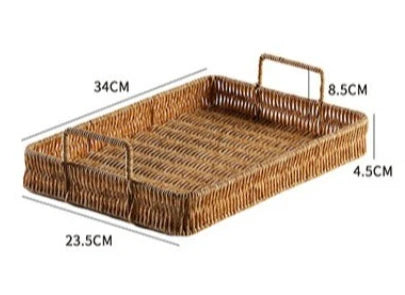 European Tea Tray Imitation Rattan Woven Fruit Tray Afternoon Tea Tray Simple Coffee Table Kitchen Household Storage Tray