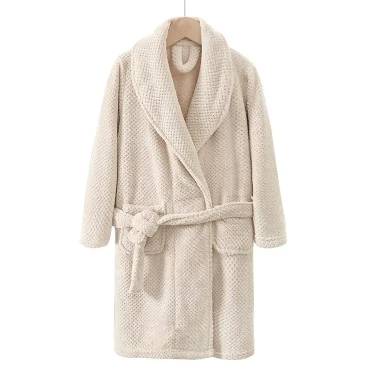 Winter Thicken Bathrobes for Kids Girls Flannel Warm Nightgown Teens Boys Bathing Robe Solid Color Night Robe Baby Dressing Gown