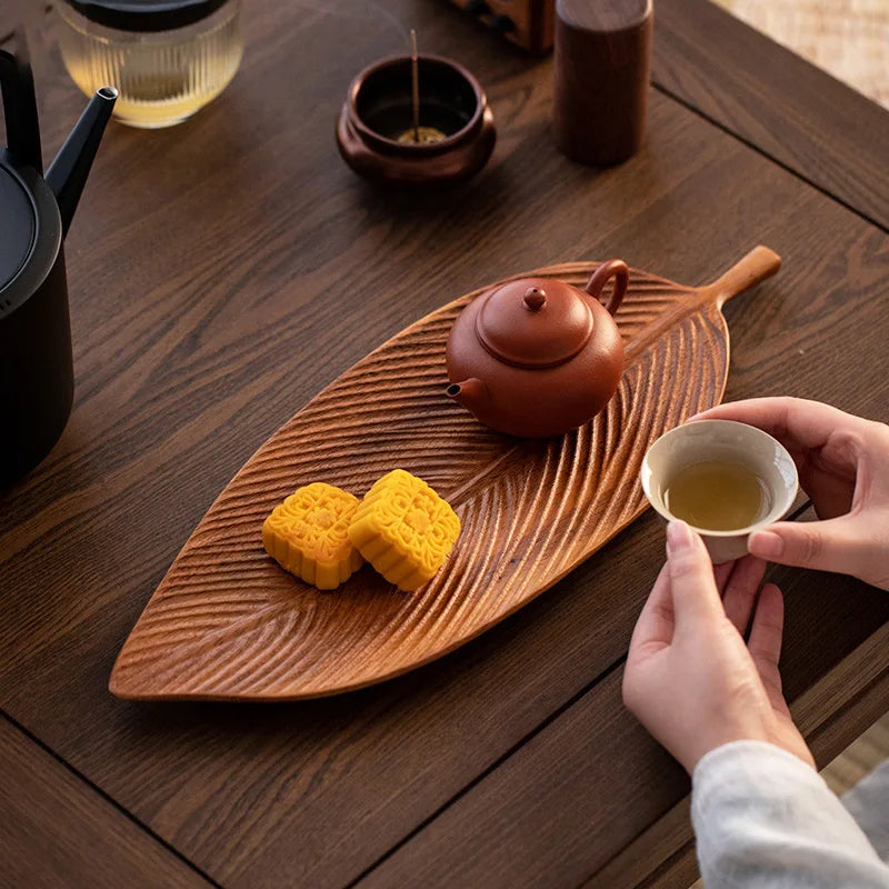 Walnut wood rectangular tray dry bubble tea tray cake bread breakfast snack tray hotel supplies restaurant tea tray