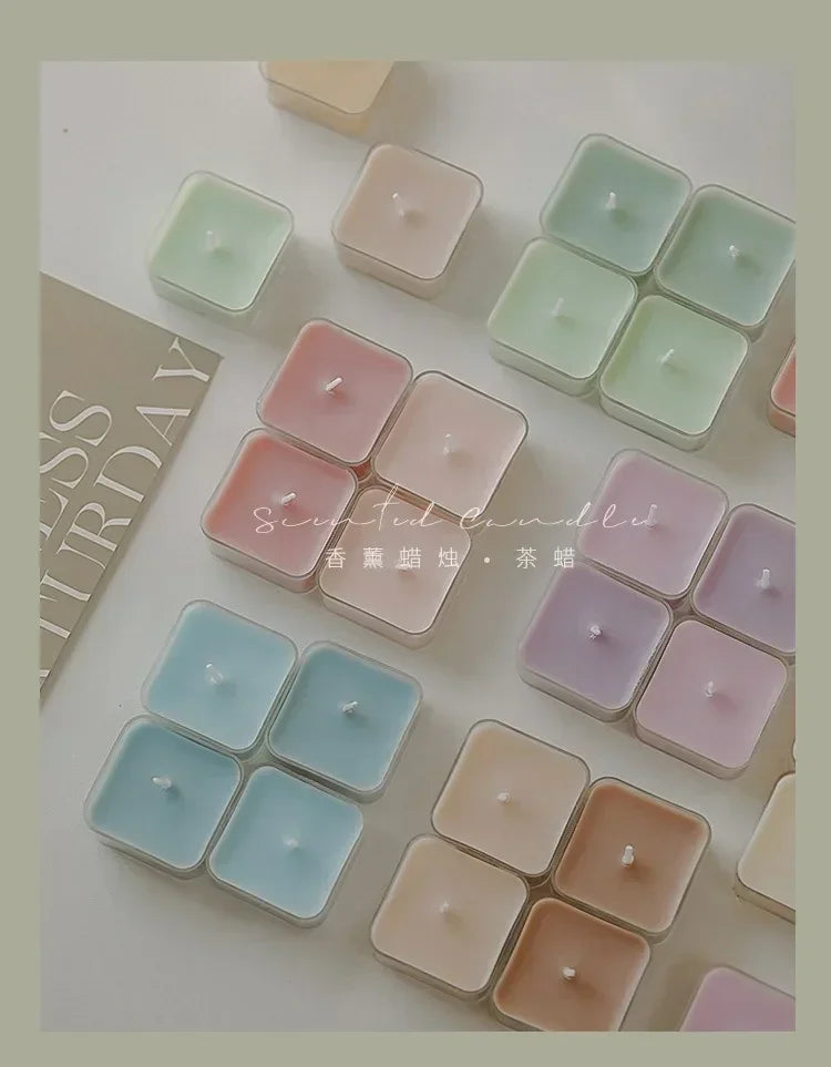Square Candle Tea Light Scented Candle Aromatherapy Soy Wax Candles Wedding Birthday Candle Party Home Decoration