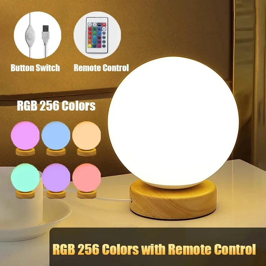 RGB Color Changing LED Night Light USB Rechargeable LED Table Lamp Bedside Lamp for Home Office Bedroom Living Room Light
