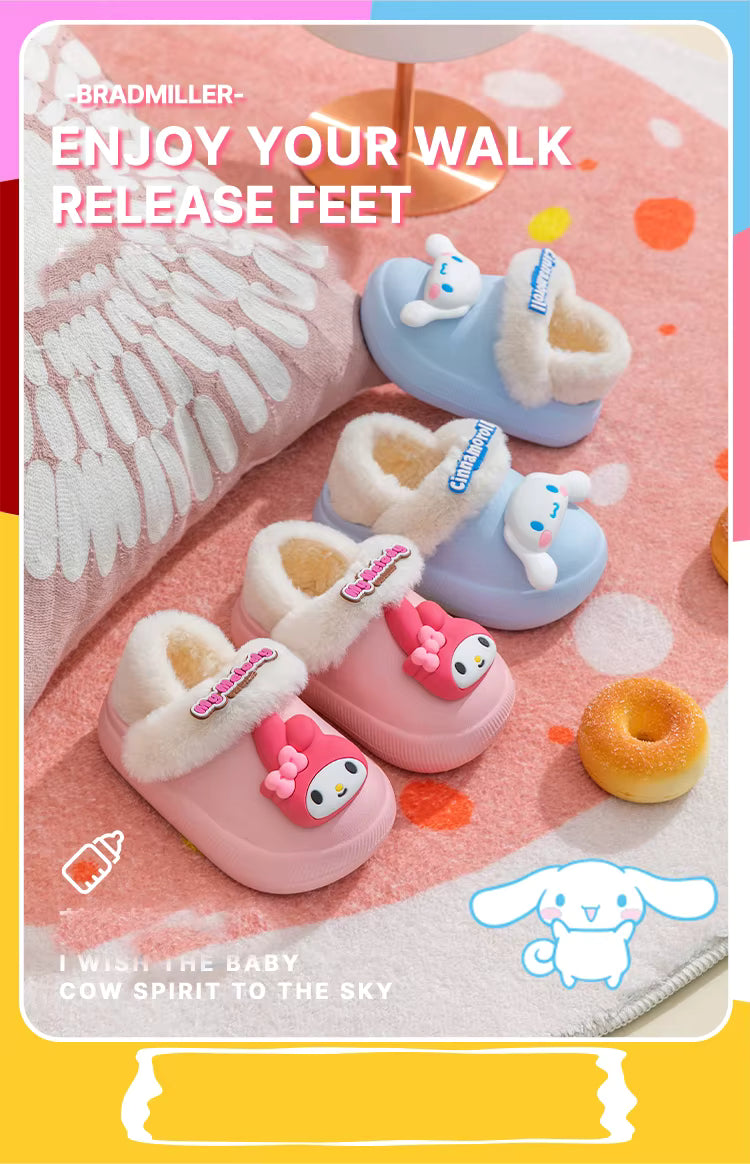Cute & Cozy Waterproof Cartoon Slippers for Boys & Girls – Winter House Shoes