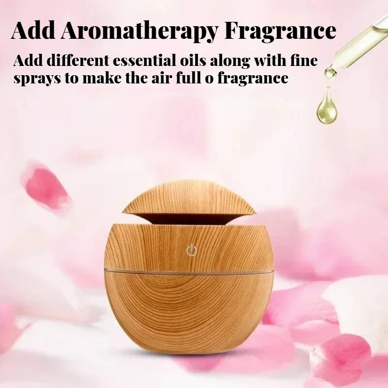 Essential Oil Aroma Diffuser USB Ultrasonic Cool Mist Sprayer Wood Grain Air Humidifier Electric Purifier for Home , Car, office