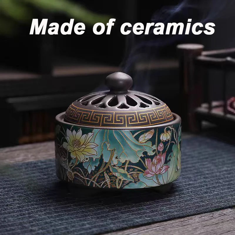 1pc Large Enamel Craft Ceramic Incense Burner,Exquisite Home Decor Ornament, Sandalwood Agarwood Coil Tower Stove Office Bedroom