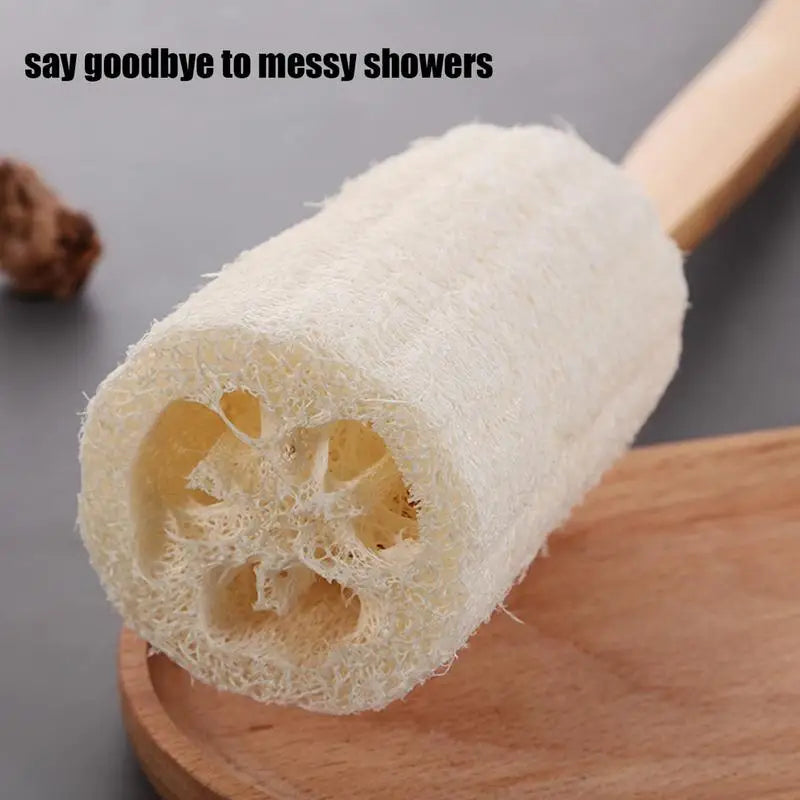 Loofah Back Scrubber With Handles Body Brush Shower Back Brush Natural Exfoliator Loofah With Long Wooden Handle For Elderly