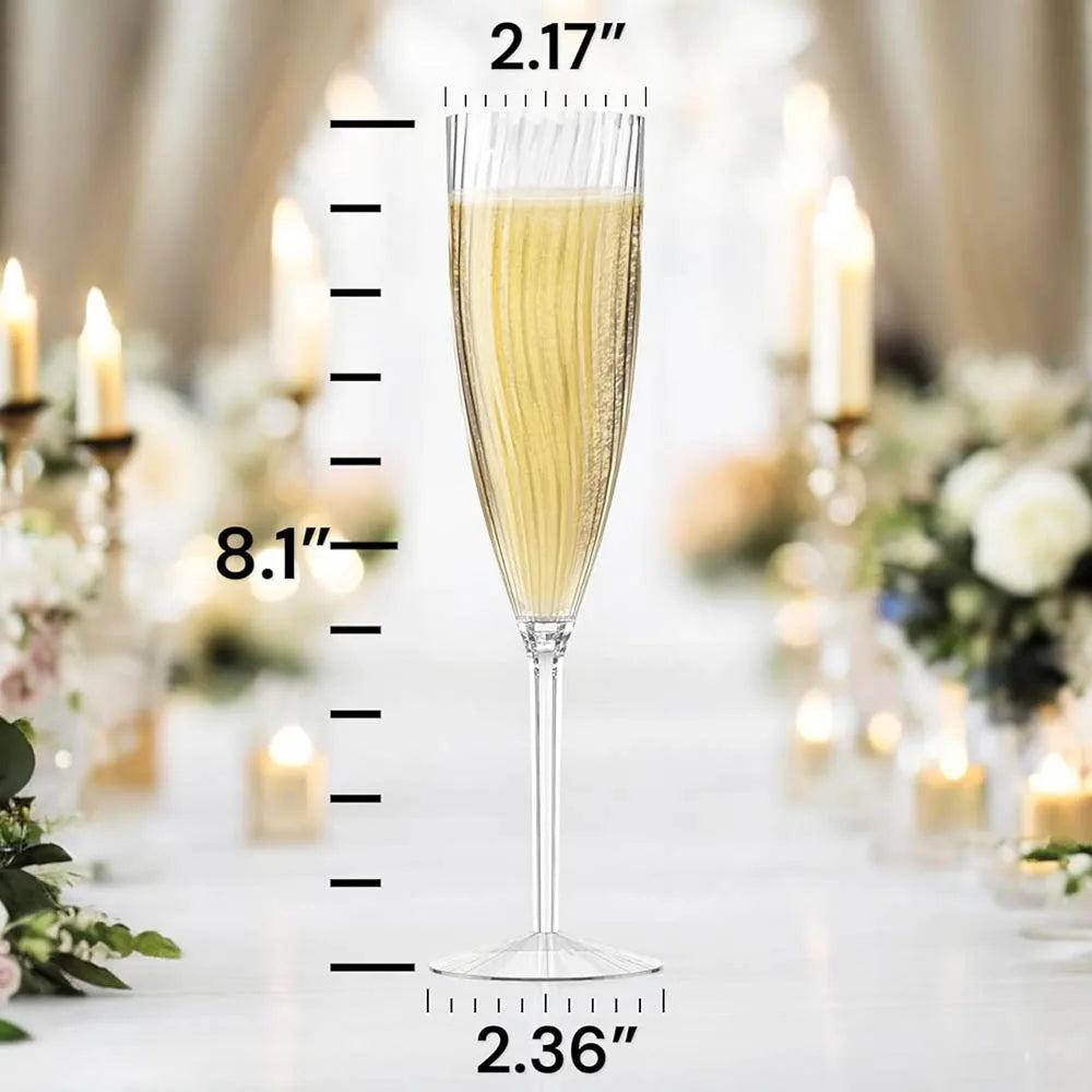 6Oz Clear Hard Disposable Plastic Champagne Glasses /Flute Ideal for Home Daily Life Party Wedding Toasting Drinking Reusable
