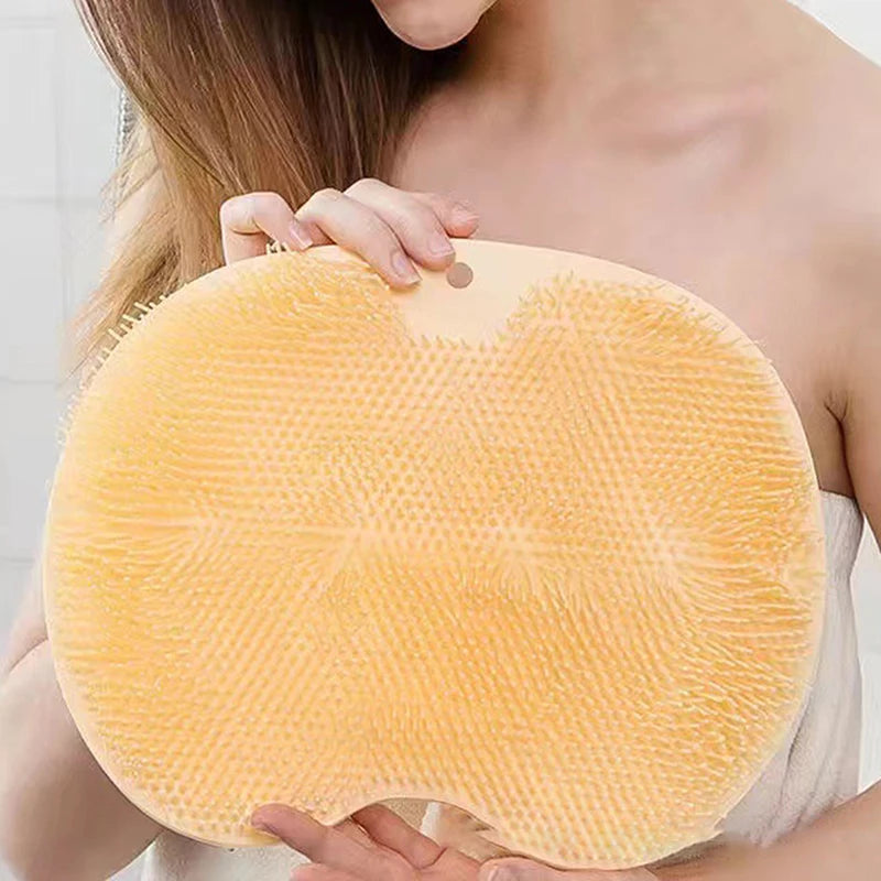 Exfoliating Shower Massage Mat Non-Slip Bath Scrub Pad Foot Wash Pad Bathroom Wall Mounted Mat Rub Back Sucker Brushes Pad