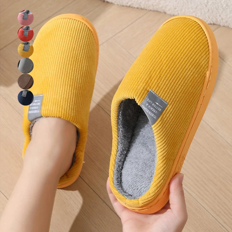 1 pair Fuzzy Sliders for Women Plush Slide Slippers Cozy Open-Back Indoor House Shoes