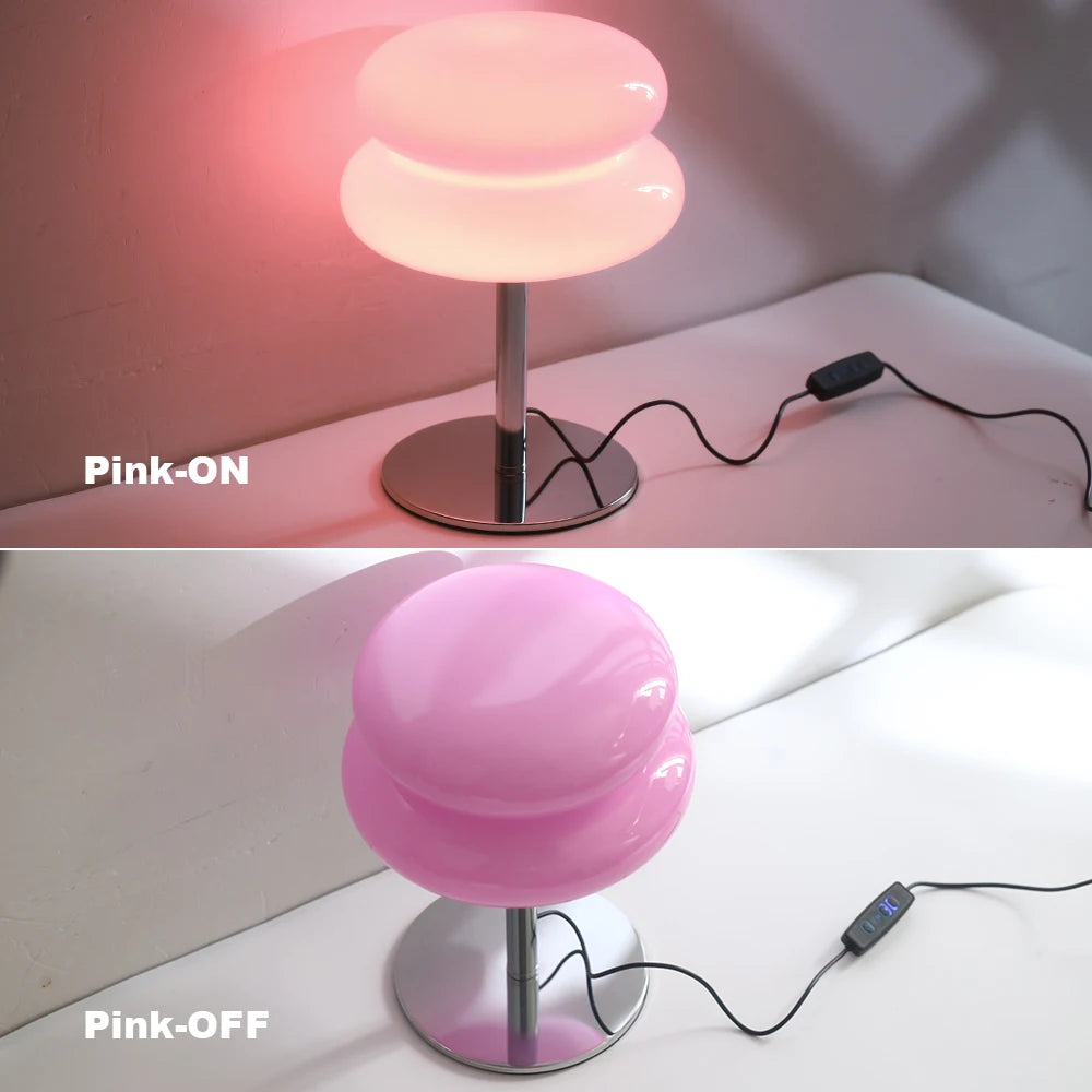 Macaroon Glass Table Lamp Dimming Bedroom Bedside Study Reading Led Night Light Home Decor Atmosphere Lamps Stained Desk Lamp