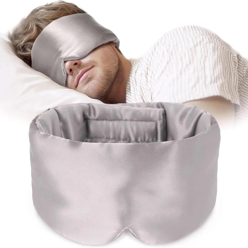 Silk Sleep Mask Soft Pressureless Sleeping Mask 100% Mulberry Silk for Eye Skin Anti Wrinkles,Adjustable Wide Velcro Ear Cover
