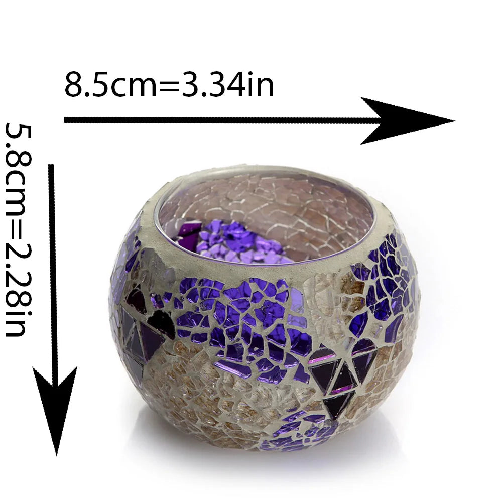 1 Piece Moroccan Style Candle Holder Glass Handmade Patch Romantic Candlelight Dinner Bar Home Restaurant Decoration Ornaments