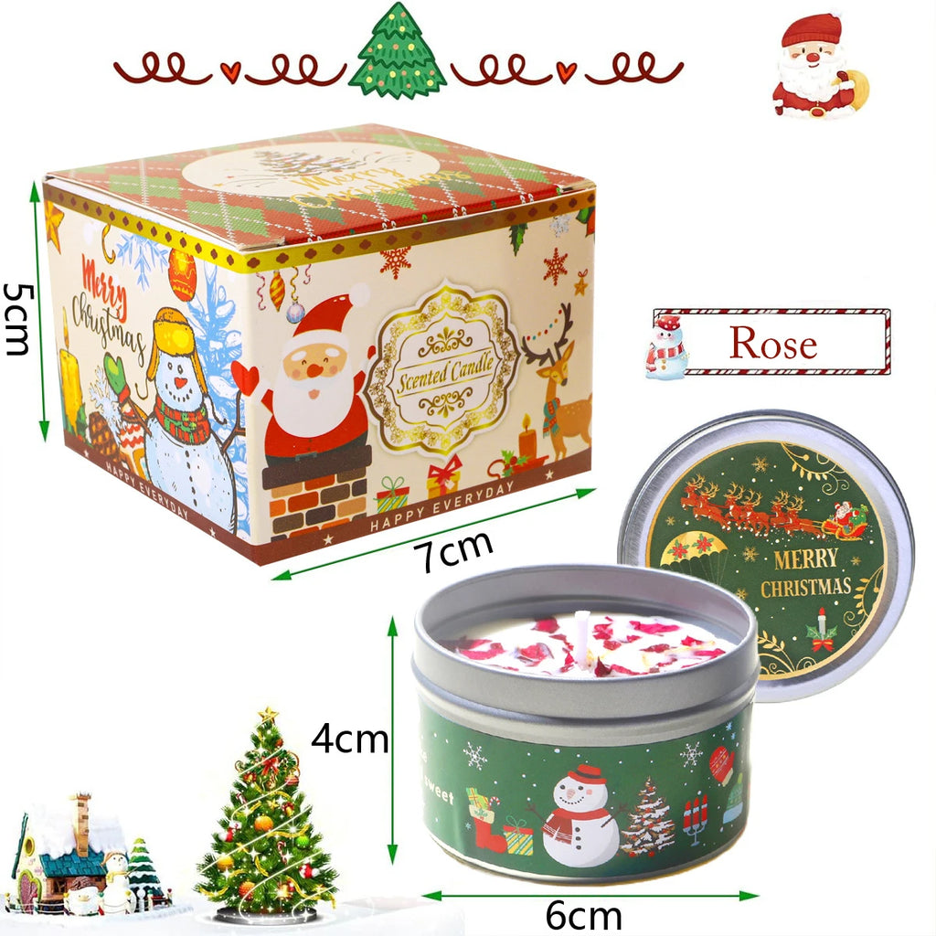 Scented Candle Set Gift DIY Smokeless Plant Aromatherapy Candles Dried Floral Tin Box Home Bedroom Xmas Party Decor Supplies