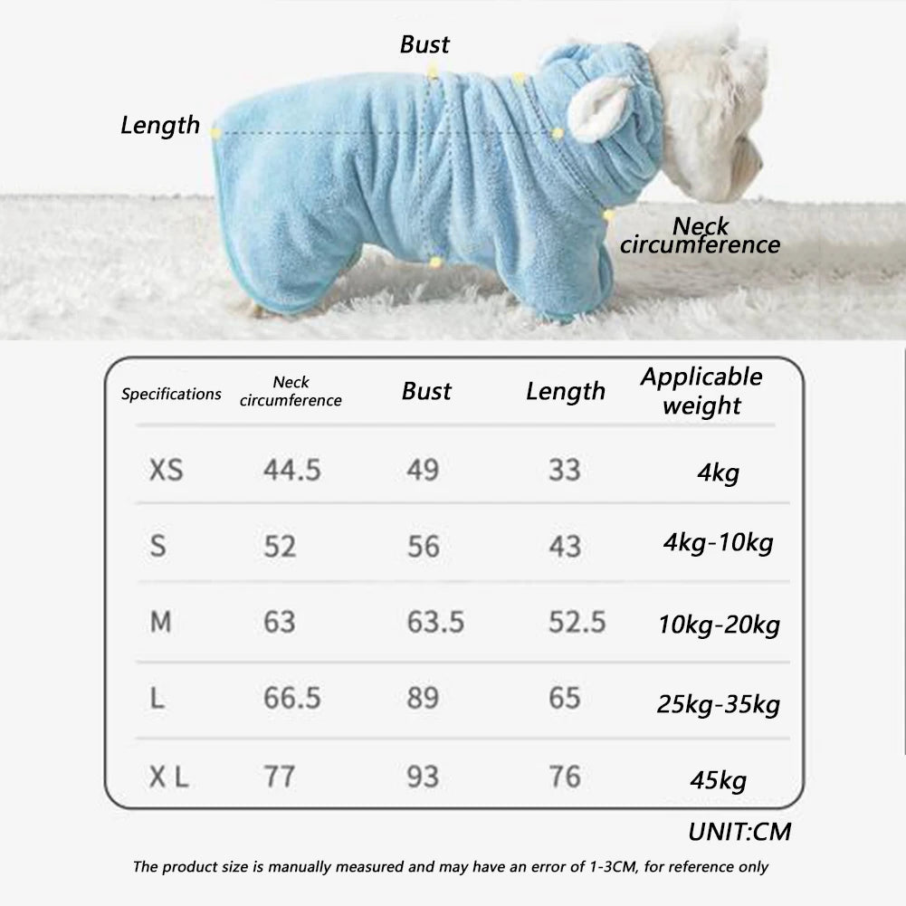 Dogs Bathrobe Cute Capes Bath Towel Soft Cozy Ultra-Absorbent Drying Coat Robe For Stylish Pet Lover Bath Clothing