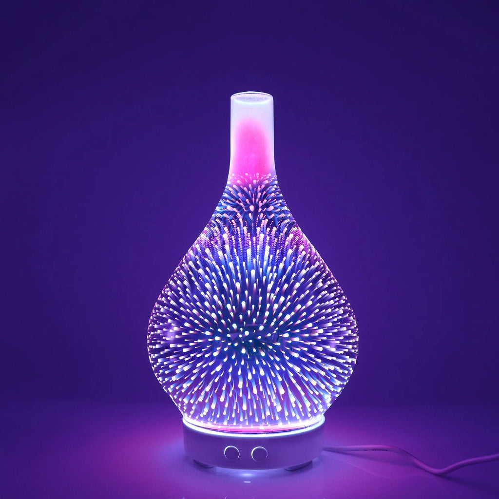 Ultrasonic Aroma Diffuser 120ml, New Air Freshener & Humidifier, Auto-Off for Home Office Spa, 3D Glass, Essential Oil Diffuser