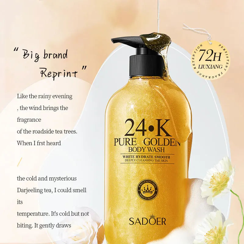 500ml24KPure Gold Body Wash Clean Long Lasting Fragrance Bath Foam Foam Bath Liquid Body Wash Shampoo Moisture Skin Clean