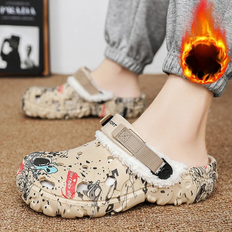 Warm Winter Slippers for Men Short Plush Cotton House Shoes Non-Slip Comfortable Indoor Outdoor Soft Cozy Home Footwear Size 47