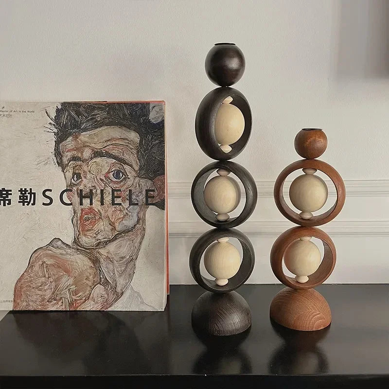 Solid Wood Vintage Candle Holders Creative Household Luxury Aesthetic Candle Holders Professional Home Furniture Decoration