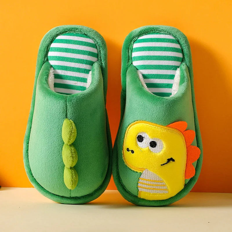 Dino Slide on Slippers for Kids – Unisex Cartoon House Shoes