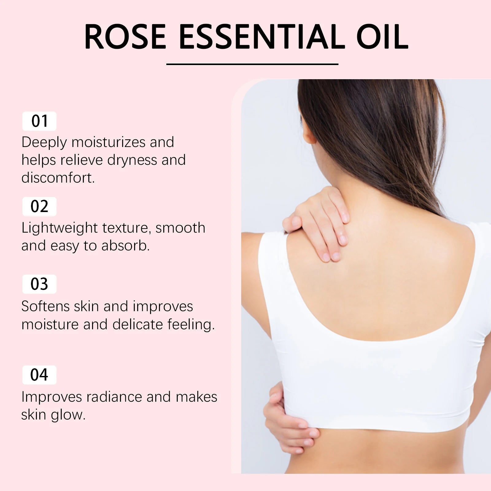 Rose Essential Oil Nourishing Moisturizing Soothing Dryness Skin Soften Delicate Smoothing Massage Essential Oil for Face Body