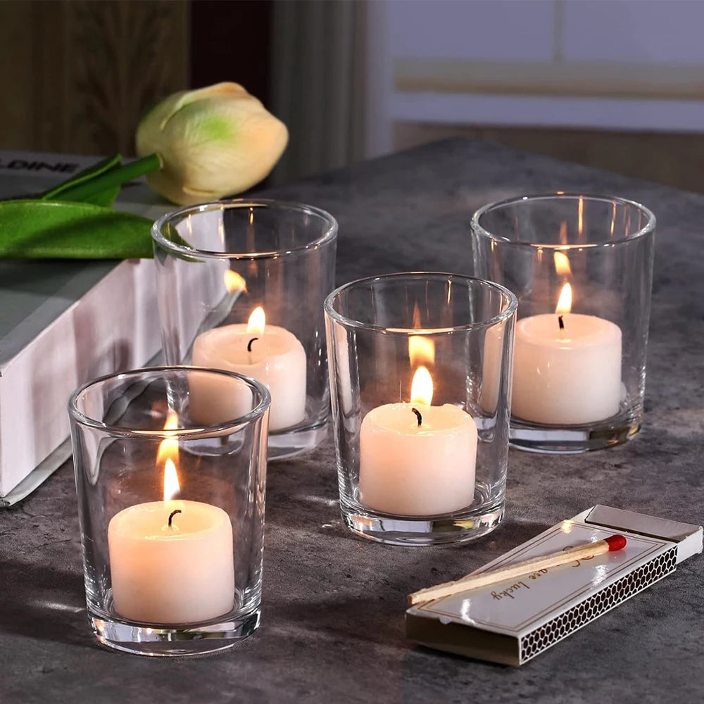 Votive Candle Holders Set of 12 - Glass Votives Holder Clear Floating Tealight Candle Holder Bulk for Table Centerpieces Wedding