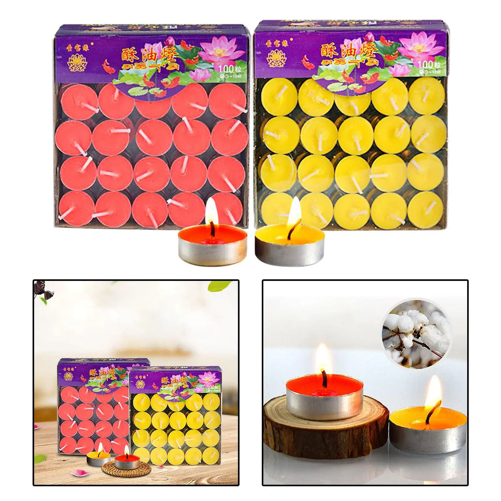 100pcs/Set DIY Round Smokeless Scented Tealight Candles for Birthday Party Decorative Candles outdoor