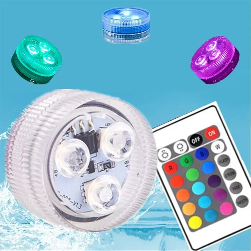 3 LED Underwater Light Remote Control Submersible With Battery RGB Night Light For Fish Tank Swimming Pool Wedding Party Lamp