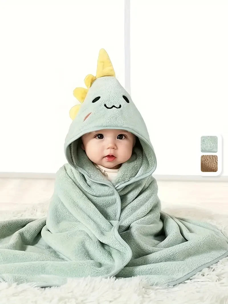 Coral Velvet Kidsren's Cape Bath Towel Newborn Bath Wrap Bath Towel Cute Cartoon Cape Bathrobe
