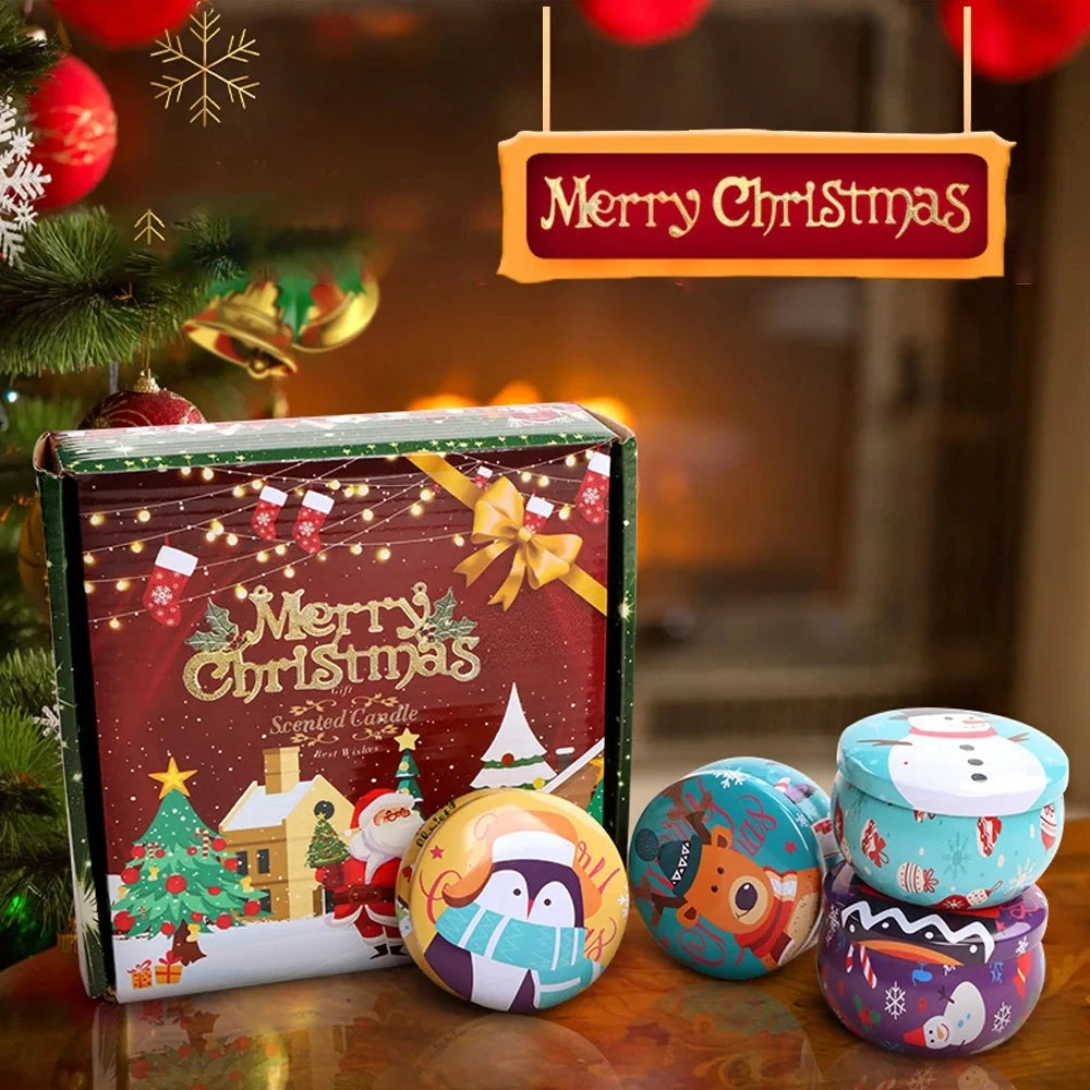 1 Box of 6 Tin Can Candle Set Soy Wax Essential Oil Dried Floral Scented Candle Gift Set Wedding Birthday Gift Home Decoration