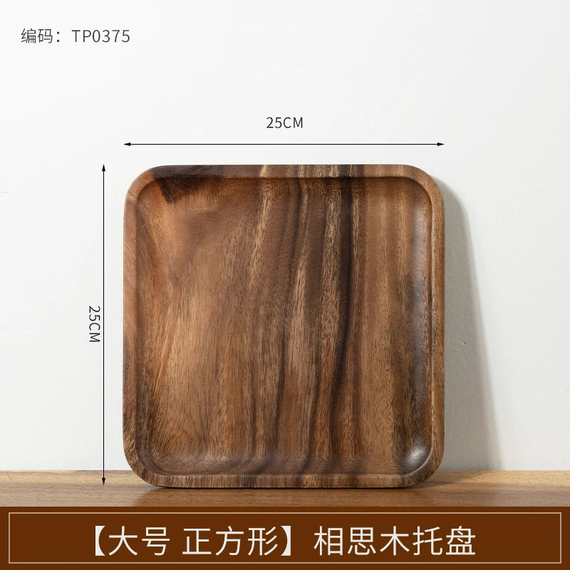 Wooden Tray Acacia Wood Rectangular Solid Wood Dinner Plate Kitchen Accessories Coffee Dessert Tea Storage Tray