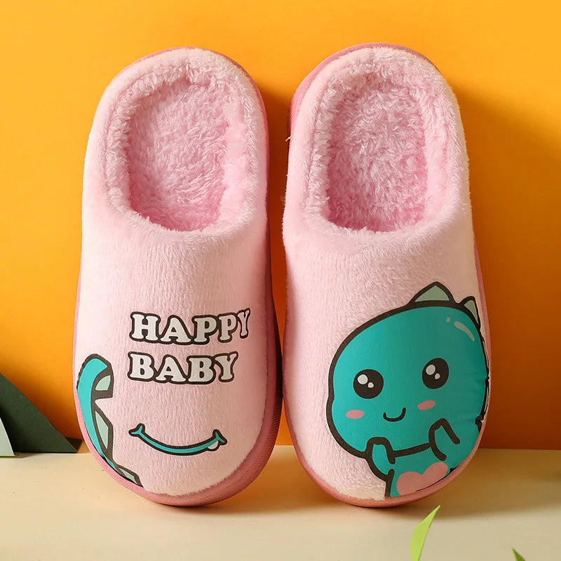 Dino Slide on Slippers for Kids – Unisex Cartoon House Shoes