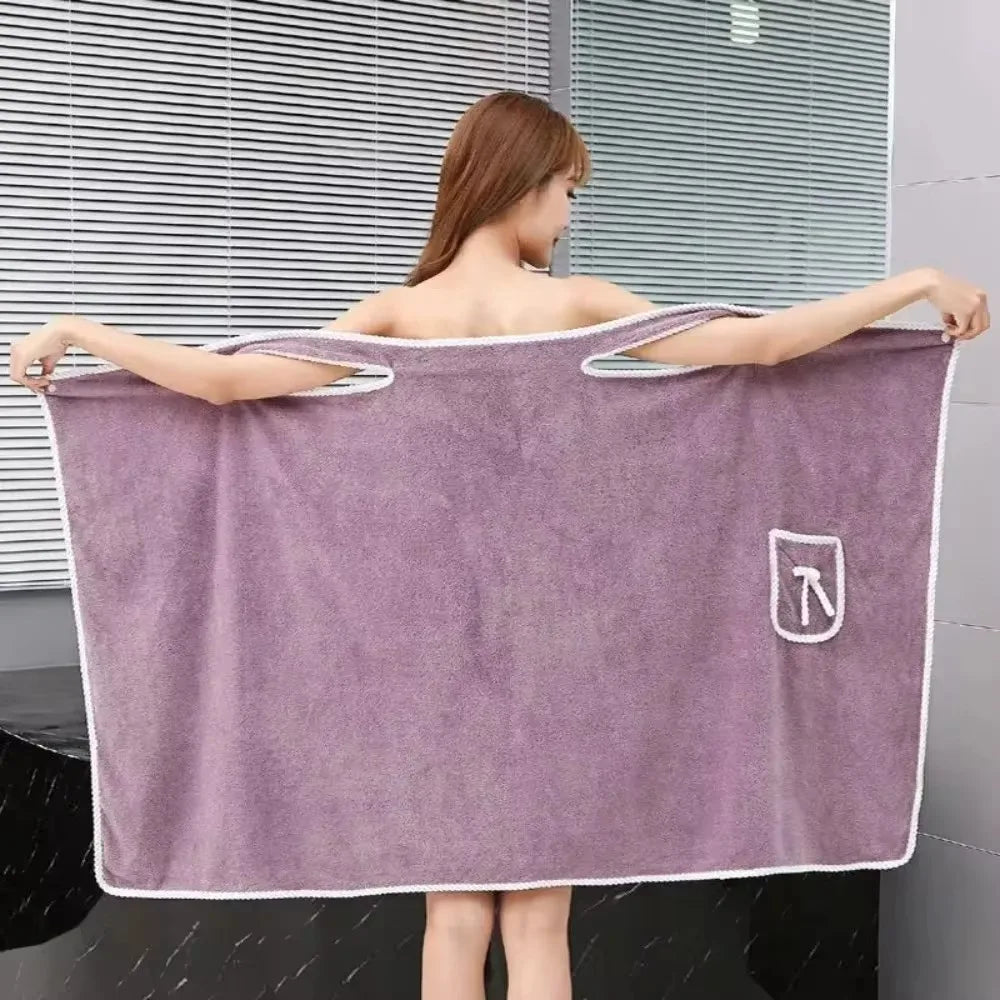 Womens Bath Towels Wearable Bathrobe Bath Towels Clearance Soft and Absorbent Towel Dress Coral Fleece Quick-Dry Shower Bathrobe