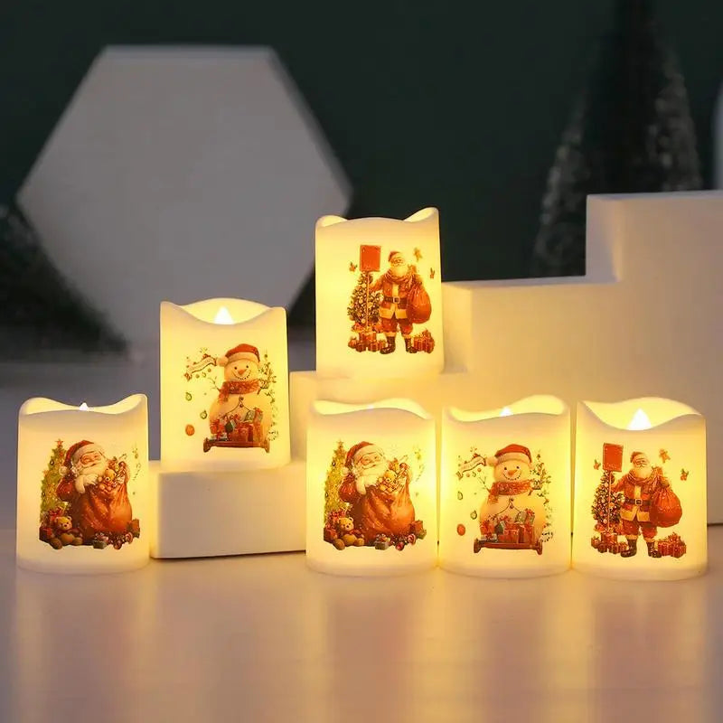 Christmas LED Candle Sets Christmas Decor Candle Light Creative wishing Led Tea Light Battery Powered Christmas Snowman Candles