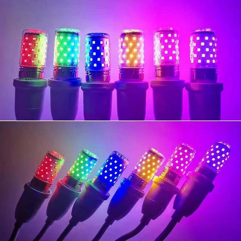 Bulb E27 LED Colorful Corn Bulb 12W Pink Red Blue Green Purple Golden 7Colors Lamp AC 220V Bulb Chandelier Decoration