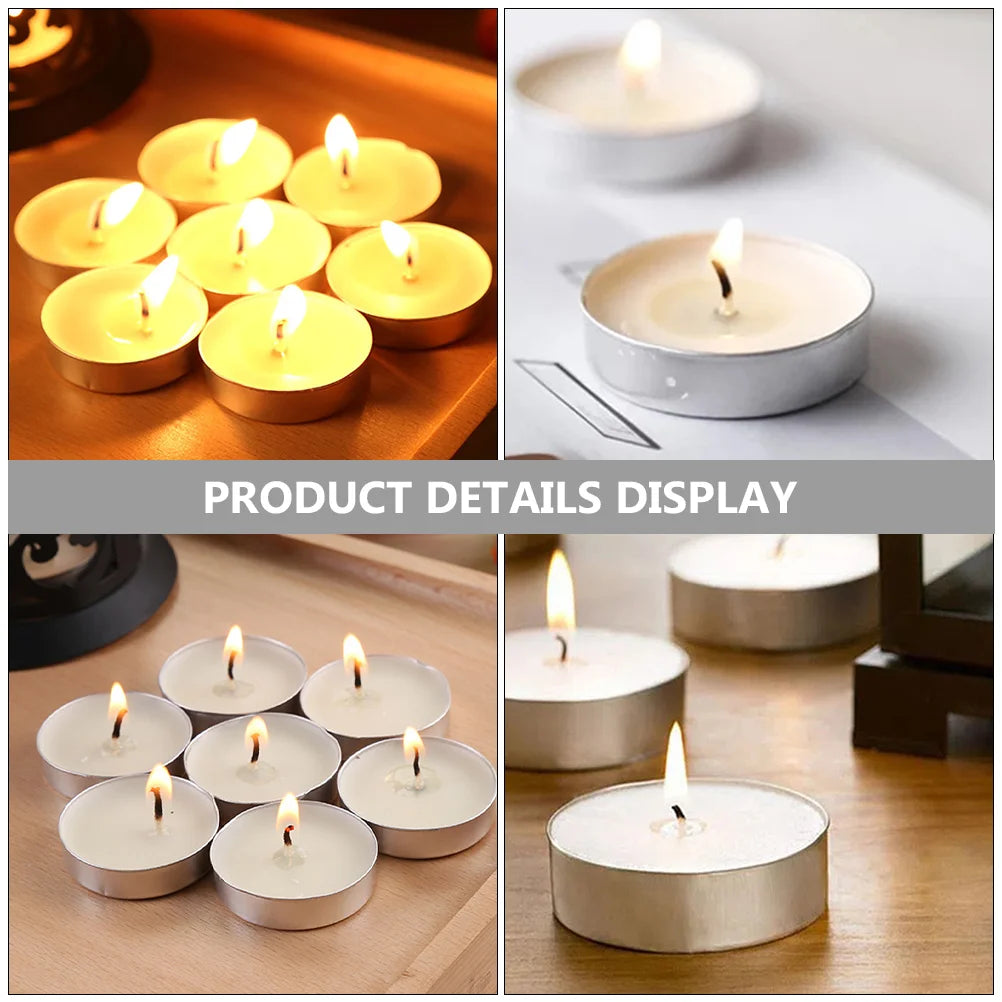 50 Pcs Tea Candles Round Scented Small Smokeless Unscented Room Tealight White Little Tiny Tealights Travel