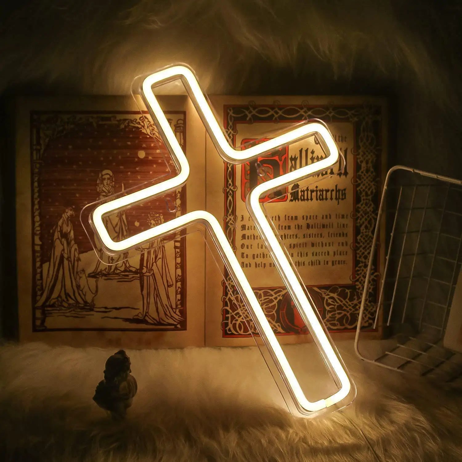 Baptism Cross Neon Sign Led Cross Shaped Light for Baptism Christening Decoration First Communion Good Friday