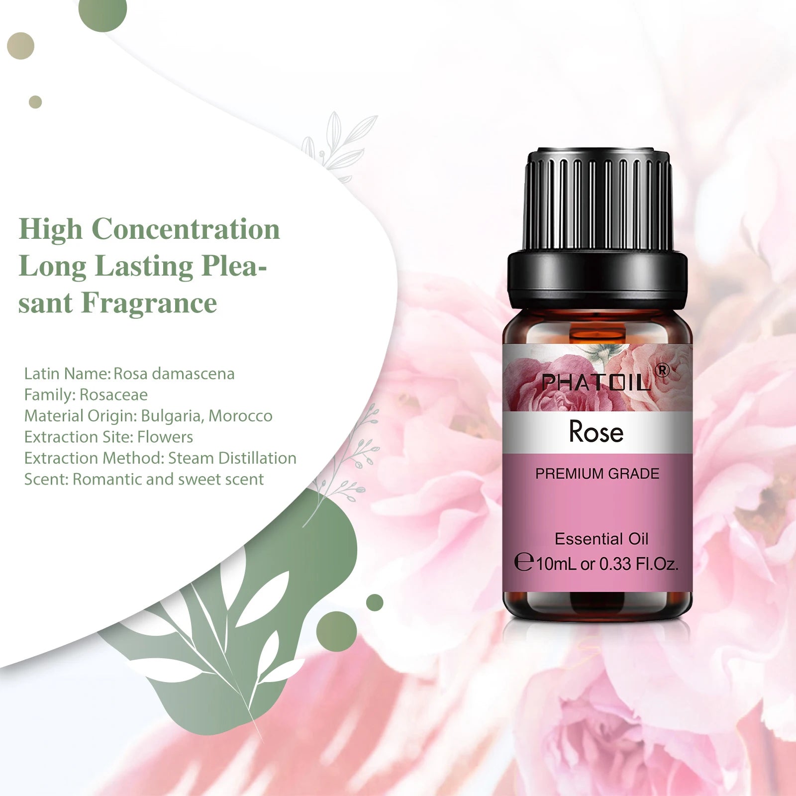 PHATOIL Natural Plant Essential Oil 10ml Eucalyptus Lavender Bergamot Vanilla Peppermint 1PCS Aroma Essential Oils For Diffuser