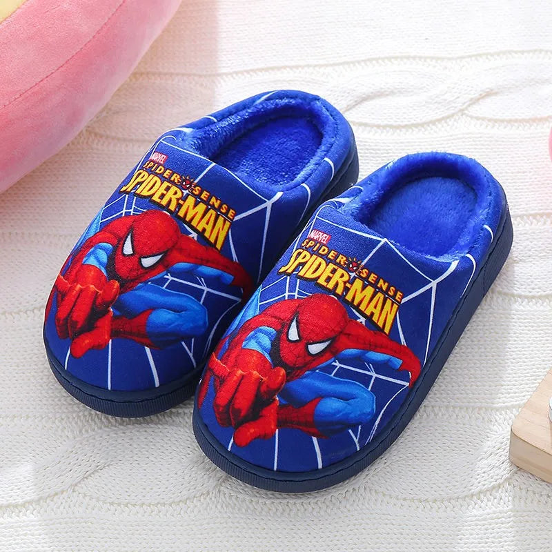 Cartoon Spider-Man Cotton Slippers for Kids – Unisex Winter House Shoes