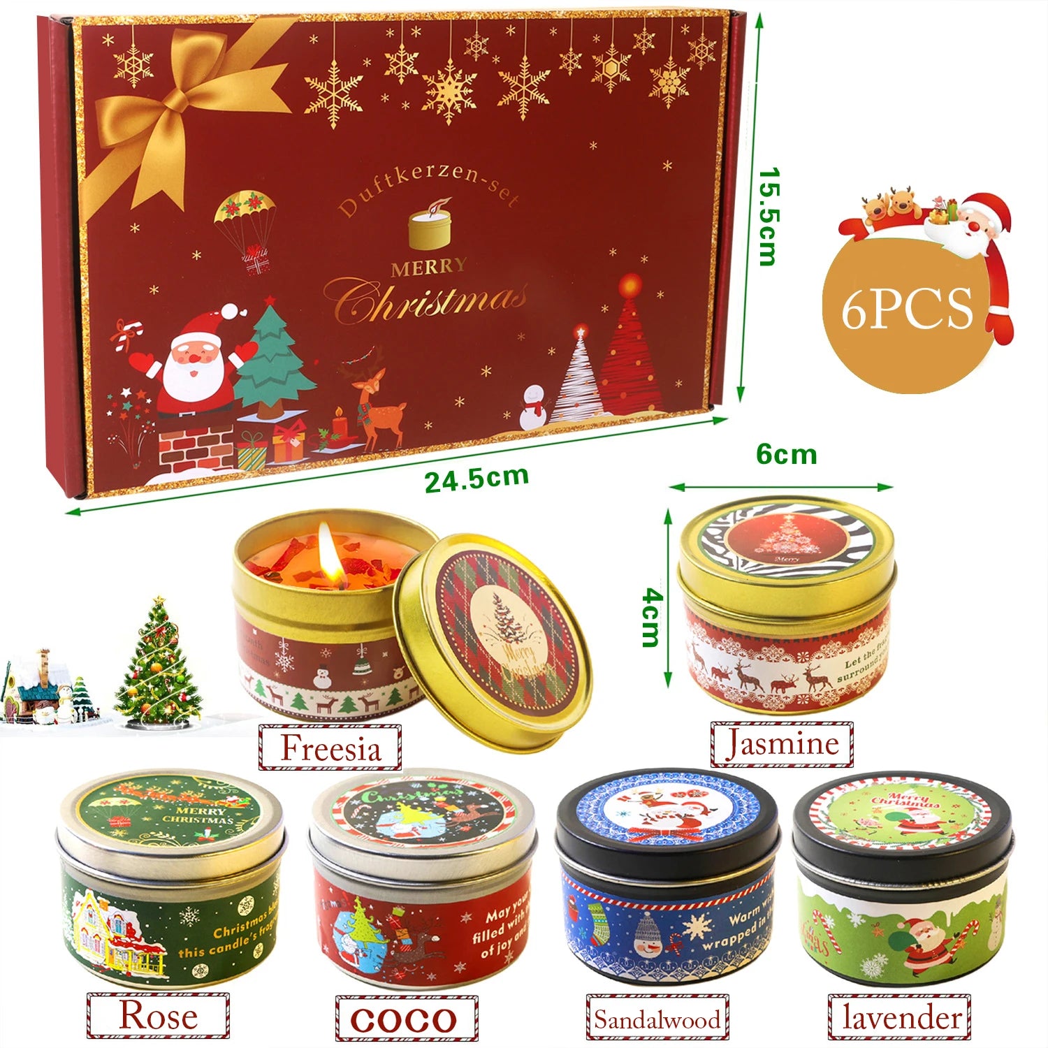 Scented Candle Set Gift DIY Smokeless Plant Aromatherapy Candles Dried Floral Tin Box Home Bedroom Xmas Party Decor Supplies