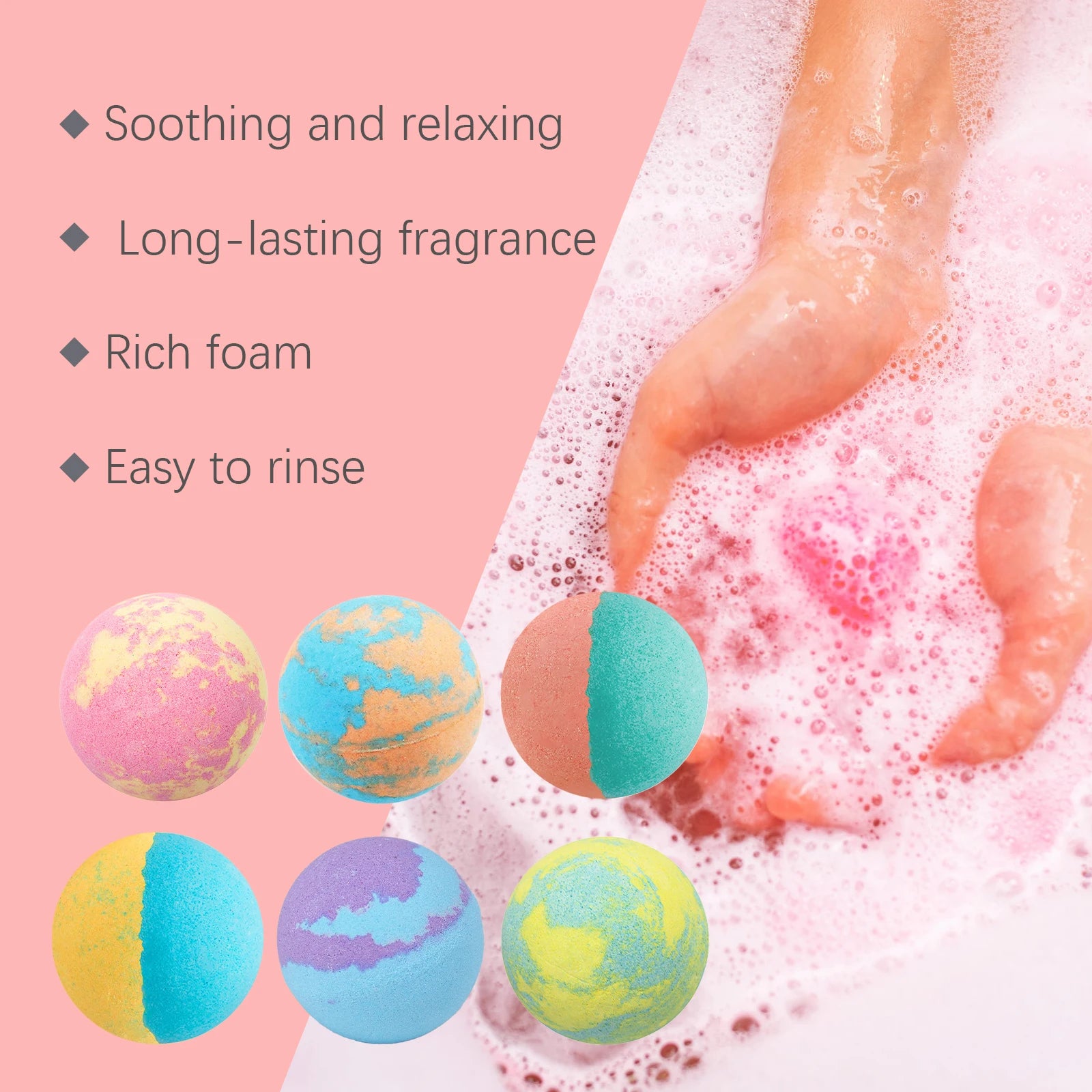 Christmas Bath Bombs Gift Set 6PCS Colorful Exfoliating Moisturizing Fragrances Stress Relief Cleasing Foot Spa Bomb Bubble Ball