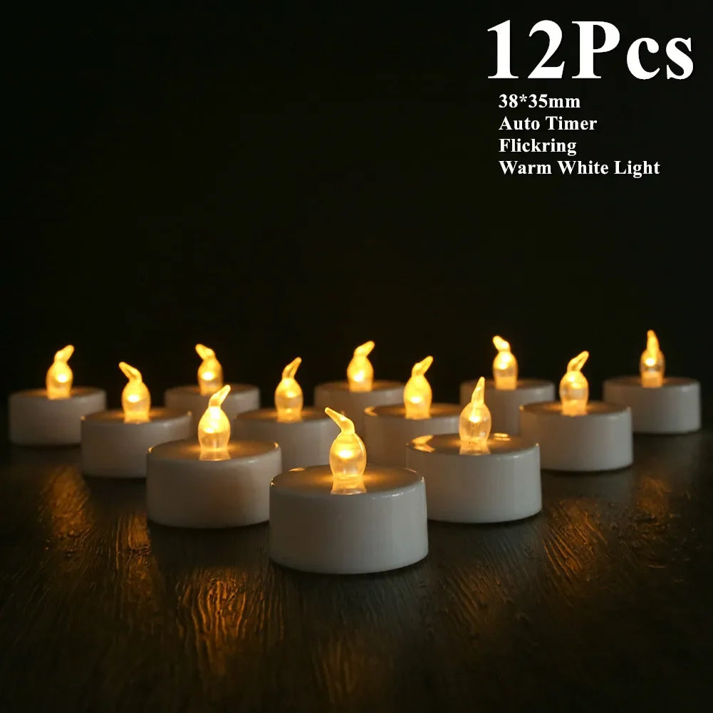LED Tea Lights Candles Realistic Flickering Battery Operated Tealights Long Lasting Electric Candles for Christmas Wedding Decor
