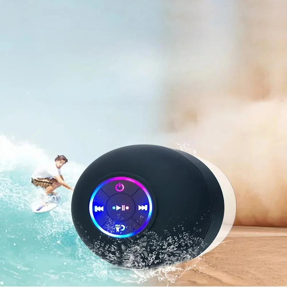 Portable Wireless Bluetooth Speaker LED IPX4 Waterproof Loudspeaker Outdoor Bathroom Large Suction Cup Mini Stereo Sound Box